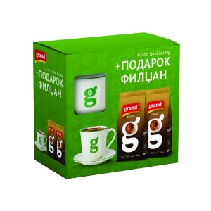 Grand Gold - Сет кафе 2x200g со филџан и тацна подарок